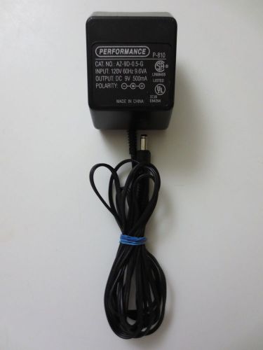 Genuine Performance AC Adapter Power Wall Charger P-810 AZ-9D-0.5-G 9V DC (A558)