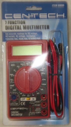 CEN-TECH 7 FUNCTION DIGITAL LCD MULTIMETER TESTER, READS VOLTS, AMPS, OHMS