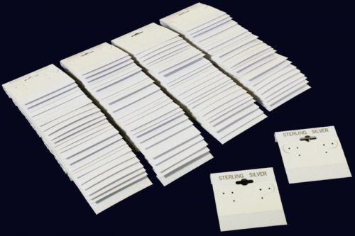 100 White Sterling Silver Hanging Earring Cards 2&#034; x 2&#034;