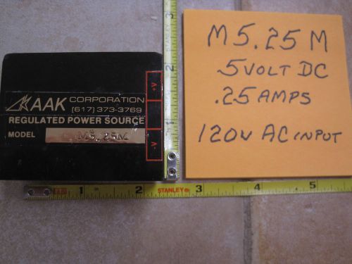 KAAK CORP 5 Volt REGULATED POWER SOURCE SUPPLY - model M5.25M