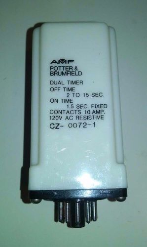 Potter &amp; brumfield  dual timer fixed 10a 120v cz-0072-1 off 2 to 15 sec on 1.5 for sale
