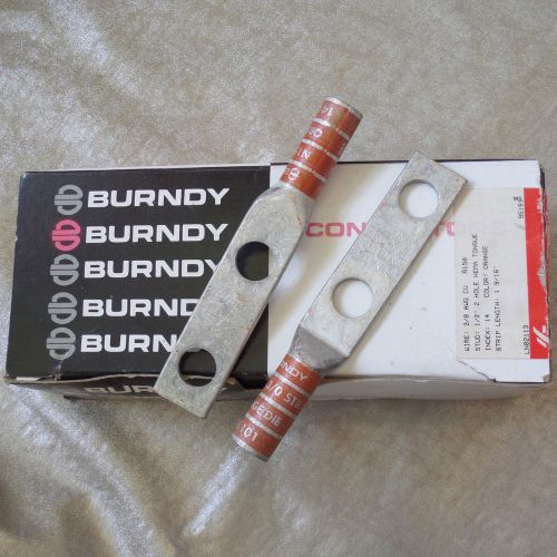 Burndy connectors HYLUG YA272N 3/0 cu 2-hole long Lug No.502324 Box of 10