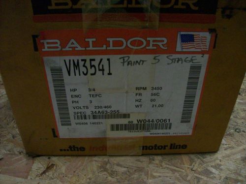 BALDOR ELECTRIC MOTOR  VM3541, 3/4HP 3PH 230/460V , 3450RPM