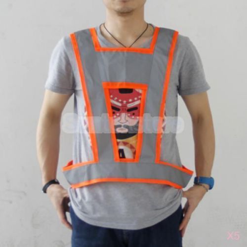 5 x High Visibility Hi Vis Safety Vest Waistcoat with Gray Reflective Strips Tap