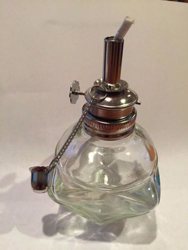 New ALCOHOL EMERGENCY GLASS SPIRIT LAMP BURNER FACETED SIDES w 1/2 Wick