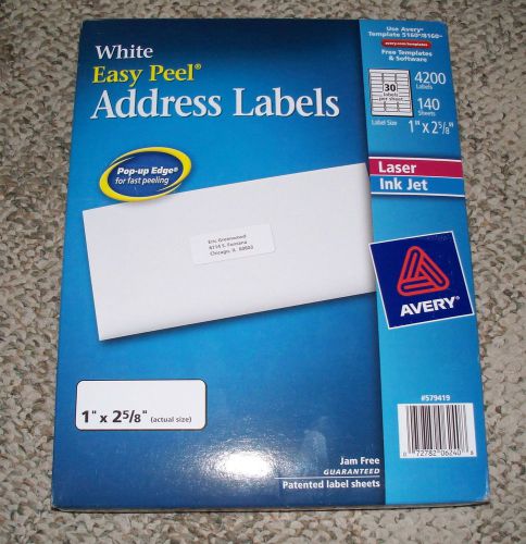 300 Geniune Avery Easy Peel Address Labels-1&#034; X 2.62&#034; 300=10 sheets-30 per sheet
