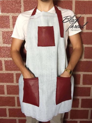 Apron Leather Pockets For Tools Woodwork &amp; Crafts Work Machinist shop Wax Denim