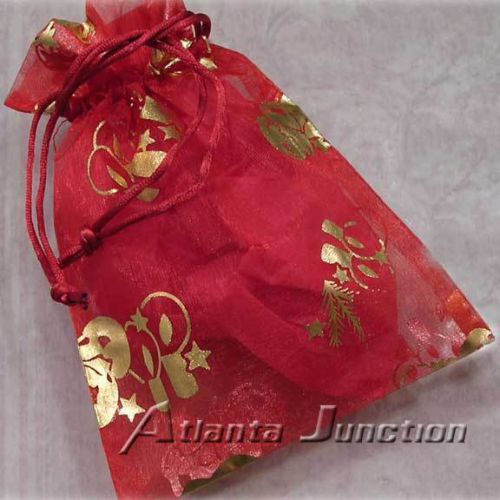 HOLIDAY*_RED / GOLD_ORGANZA GIFT JEWELRY POUCH