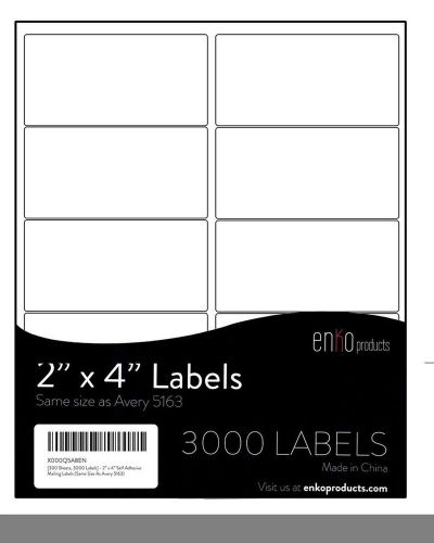 [300 Sheet 3000 Labels] - Mailing Labels 2 x 4&#034; - Same Size As Avery 5163 596...