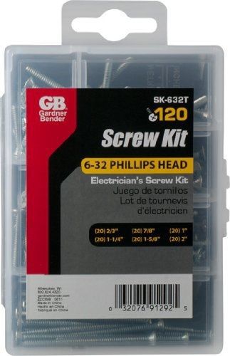 Gardner bender sk-632t screw kit phillips head, 6-32 flat head 3 4&#034;, 1&#034;, 1-1 4&#034;, for sale