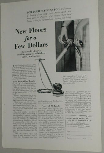 1929 Ponsell Floor Sander advertisement, vintage Polisher, Refinish Floors