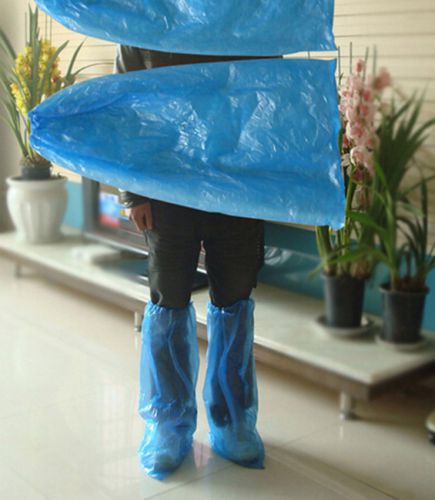 4PC Long section Disposable Plastic Blue Anti Slip Cleaning Overshoes Protective