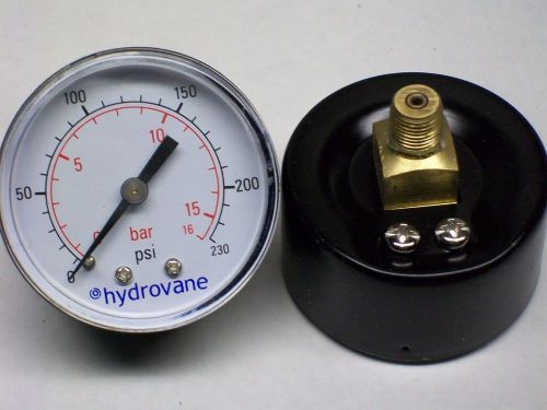 1/8&#034; npt air compressor / hydraulic pressure gauge 0-230 psi 0-16 bar 2&#034; face for sale