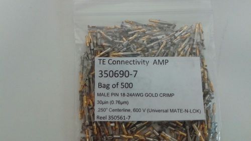 350690-7, Gold Pin, Bag of 500, AMP, TE Connectivity, Universal Mate-N-Lok 18-24