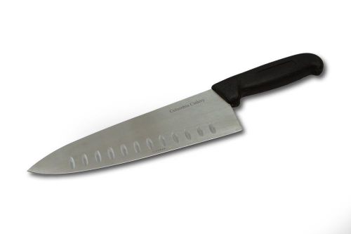 Columbia Cutlery 10&#034; Fluted Chef Knife Black Fibrox Handle Brand New and Sharp!