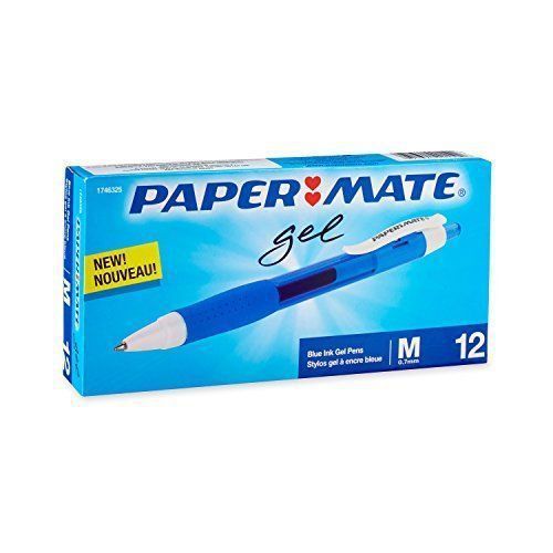Paper Mate 1746325 Gel Retractable Pen, 0.7mm Point, 1 Dozen, Blue Ink