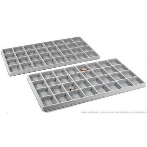 2 Gray Flocked 32 Compartment Display Tray Inserts