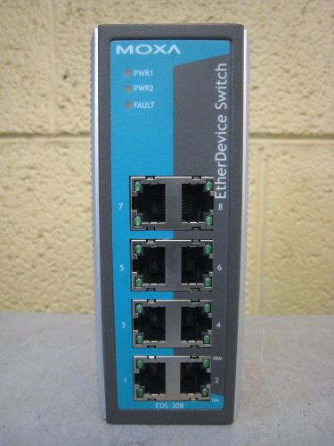 Moxa EDS-308 EtherDevice 8-Port Din Rail Mount Unmanaged Ethernet Switch Used