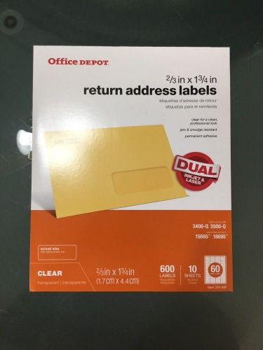 Office Deport Avery 15695 Laser Labels, Return Address, 2/3&#034;x1-3/4 600/BX Clear