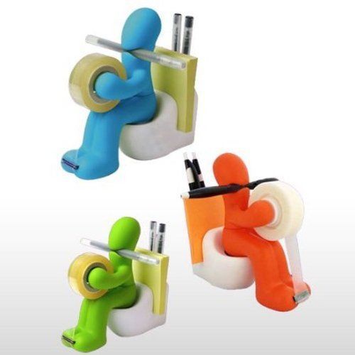 Colorful butt stationary tape/pen /memo/paper clip holder blue, green, or orange for sale