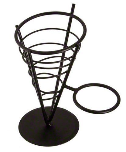 American Metalcraft FBS591 Wrought Iron 1-Cone Conical Basket with Ramekins,
