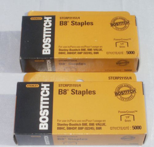 LOT OF TWO BOXES - 5,000ea STANLEY BOSTITCH B8 PowerCrown Staples