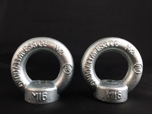 Lifting Eye Nut Ring M16  Steel 700kg Capacity Zinc Coated (2 Lifting Eye Nuts)