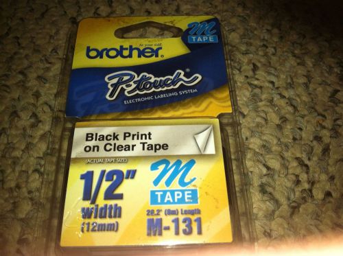 Brother M131 Black on Clear 0.47in X 26.2ft (12mm x 8 mm) compatible with 1/2...