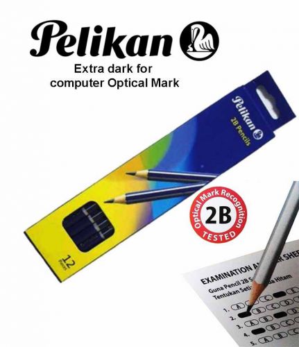 Box 12 PELIKAN Pencils 2B EXTRA DARK for Computer Optical Mark Germany Bleistift