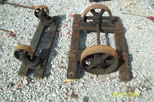 Industrial age factory cart cast iron wheels (2) 12&#034; x 3&#034;  (2) 6&#034; x 2&#034; vintage for sale