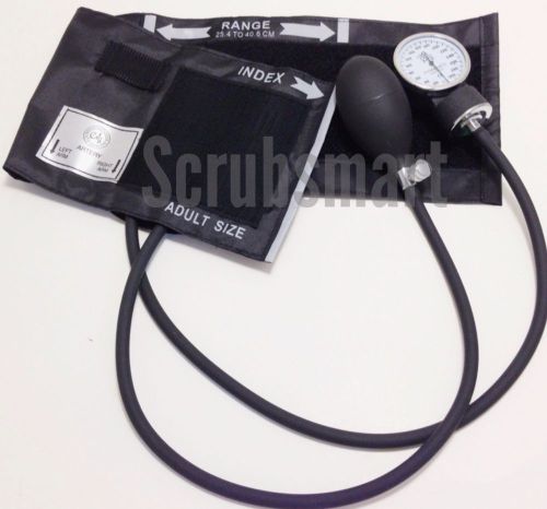 Black deluxe aneroid sphygmomanometer blood pressure bp adult cuff emi ebd-217b for sale