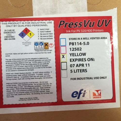 EFI PressVu UV Ink for PV320/400- yellow- 5 liters