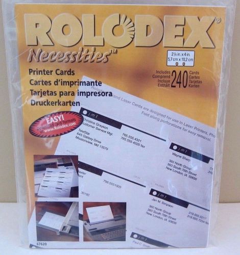 ROLODEX NECESSITIES Printer Cards 240 CARDS 2.25&#034; x 4&#034; 67620 NEW IN PKG Computer