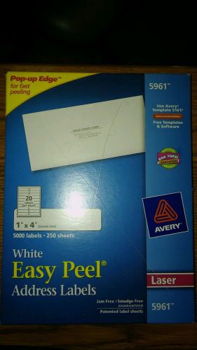 White easy peel address labels 5000 labels/250sheets 1&#034;x4&#034; actual size (laser) for sale