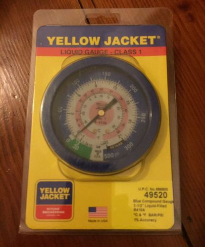 Yellow Jacket Ritchie 49520 Blue Pressure Manifold Gauge 3-1/2&#034; For R410A New