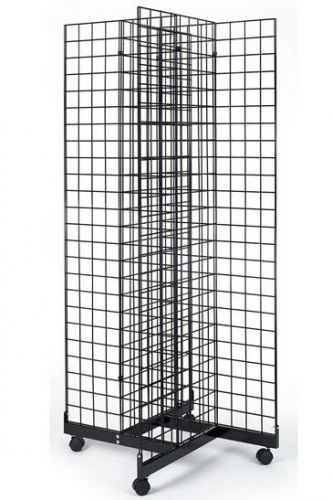 Metal Gridwall Fixture w/ Wheels, 4-Sided - Black 19368