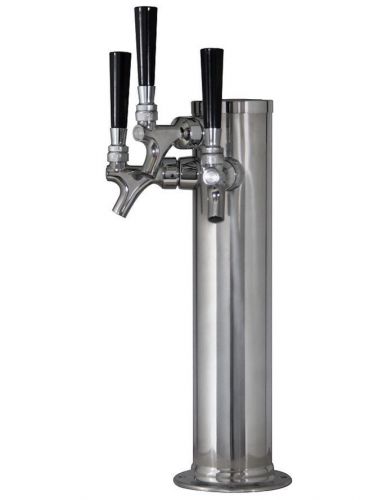 Kegco Triple Faucet Stainless Steel Draft Beer Tower 3&#034; Column Stainless Steel