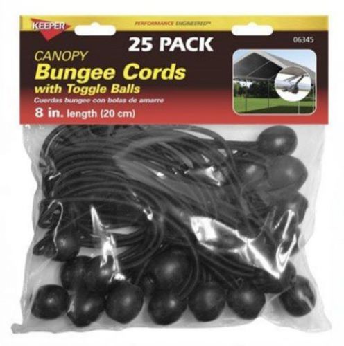 25PK 8&#034; BLK Bungee Cord Pack of 6