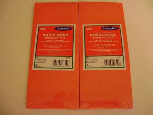 New Sealed Red Business Envelopes #9 Geographics ~ 50 Count
