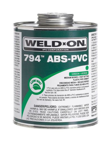 Weld-On 13369 Green 794 Medium-Bodied Transition ABS to PVC Plumbing Cement F...