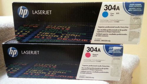 2 new genuine hp 304a cc531a cc533a laserjet high yield toner cartridges for sale
