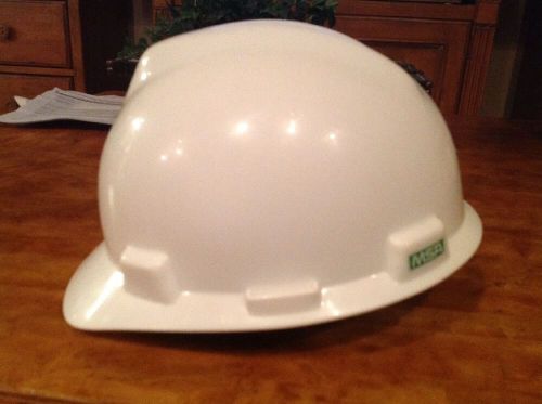 Msa model to csa white hard hat full brim v-gard fas-trac w/ratchet suspension for sale