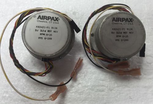 Lot of 2 Airpax K82421-P1 9136 Motor, 5V, 3.5W, Rot Rev, RPM 0-35, PPS 0-280