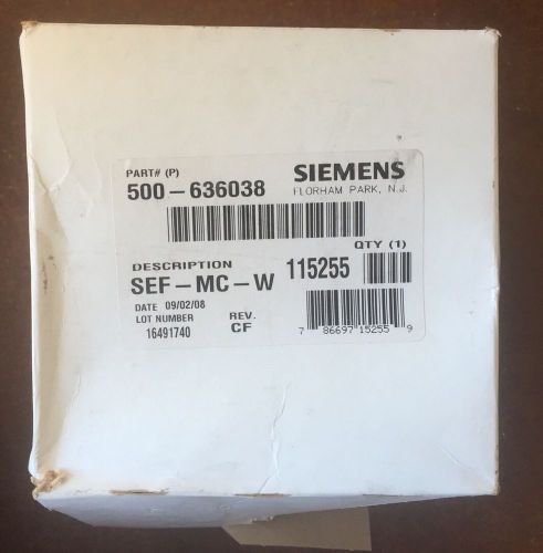 Fire Alarm Siemens 500-636038 SEF-MC-W 125255 New