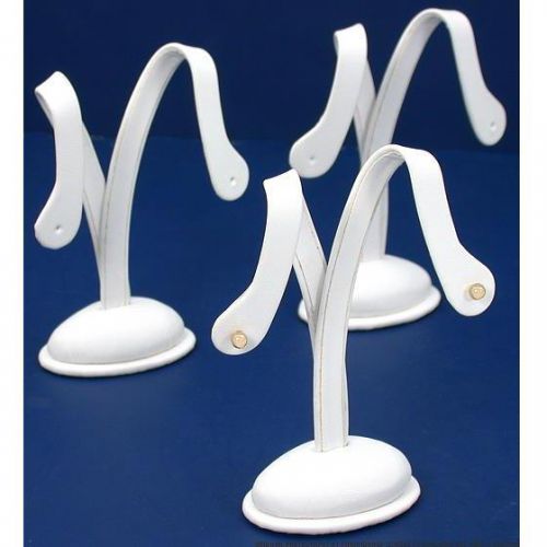 3 White Faux Leather Earring Display Stands