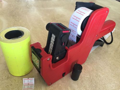 Us seller mx-5500 8 digits price tag gun labeler + 2k yellow tags labels +1 ink for sale