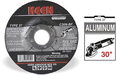 15pc keen 4-1/2 x 1/4 x 7/8 aluminum &amp; non-ferrous metal grinding wheel #10529 for sale