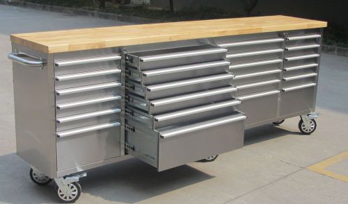 New 96&#034; stainless steel tool bench work 24 drawer box bench storage for sale