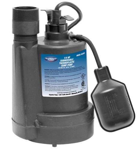 Superior Pump 1/4 HP Thermoplastic Sump Pump with Tethered Float Switch. 92250