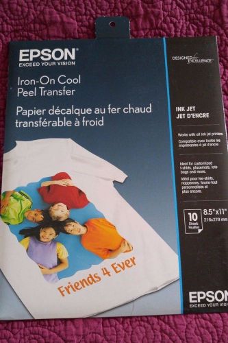 NEW pkg Epson Iron-on Cool Peel Transfer Paper S041153 10 pages 8.5x11 inkjet